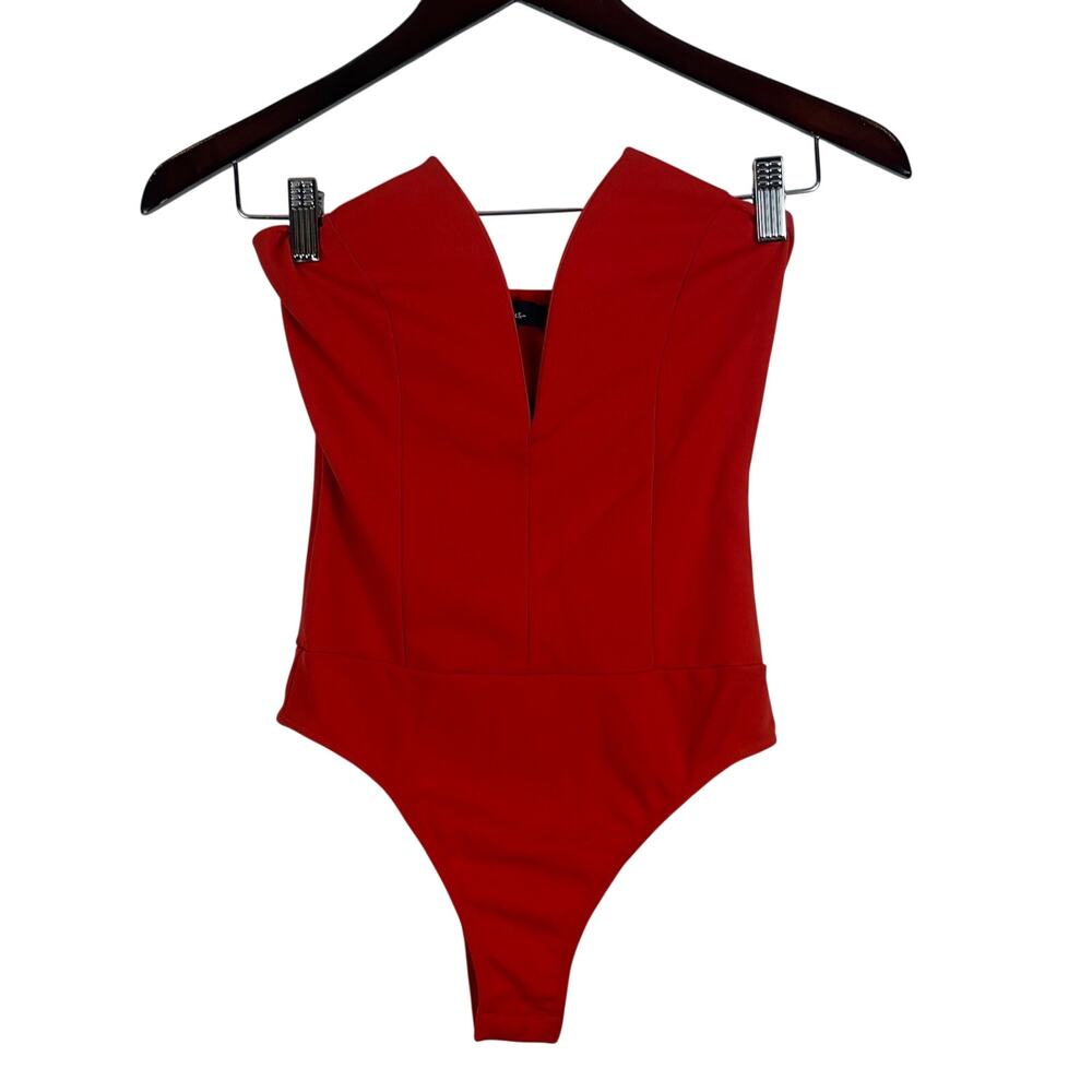 Lulus Red Strapless Corset Bodysuit Deep V Neck Plunge Party Costume Halloween S